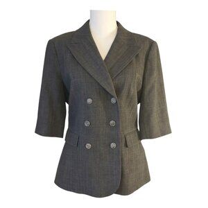 BIRD BY JUICY COUTURE HERRINGBONE WOOL DOUBLE BREASTED BLAZER